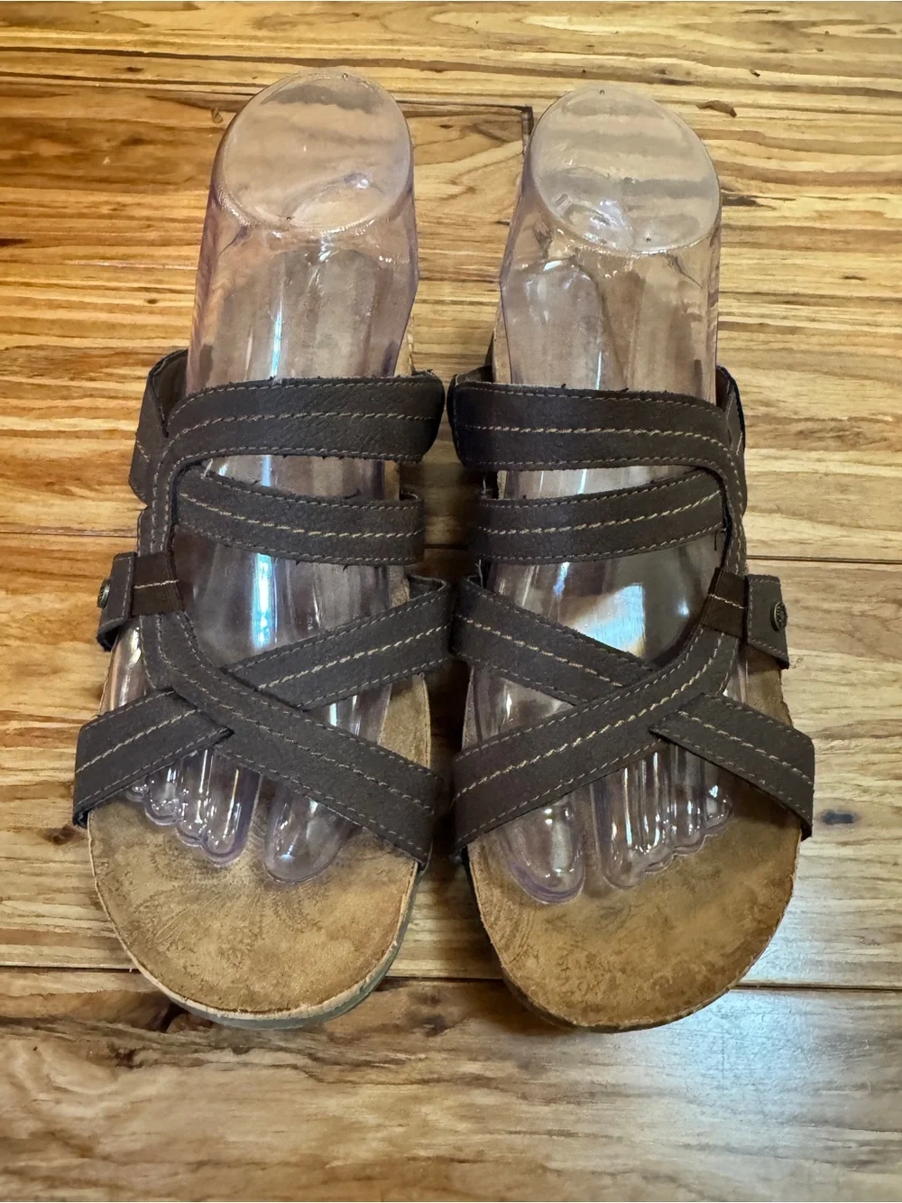 Womens Bearpaw Sandals Brown Slip On Size 8 Comfy Casual